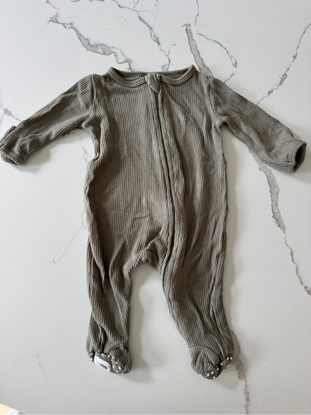 Caden Lane Olive Ribbed Footed One-Piece